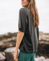 Polera Básica Mangas Algodón Pima - Negra