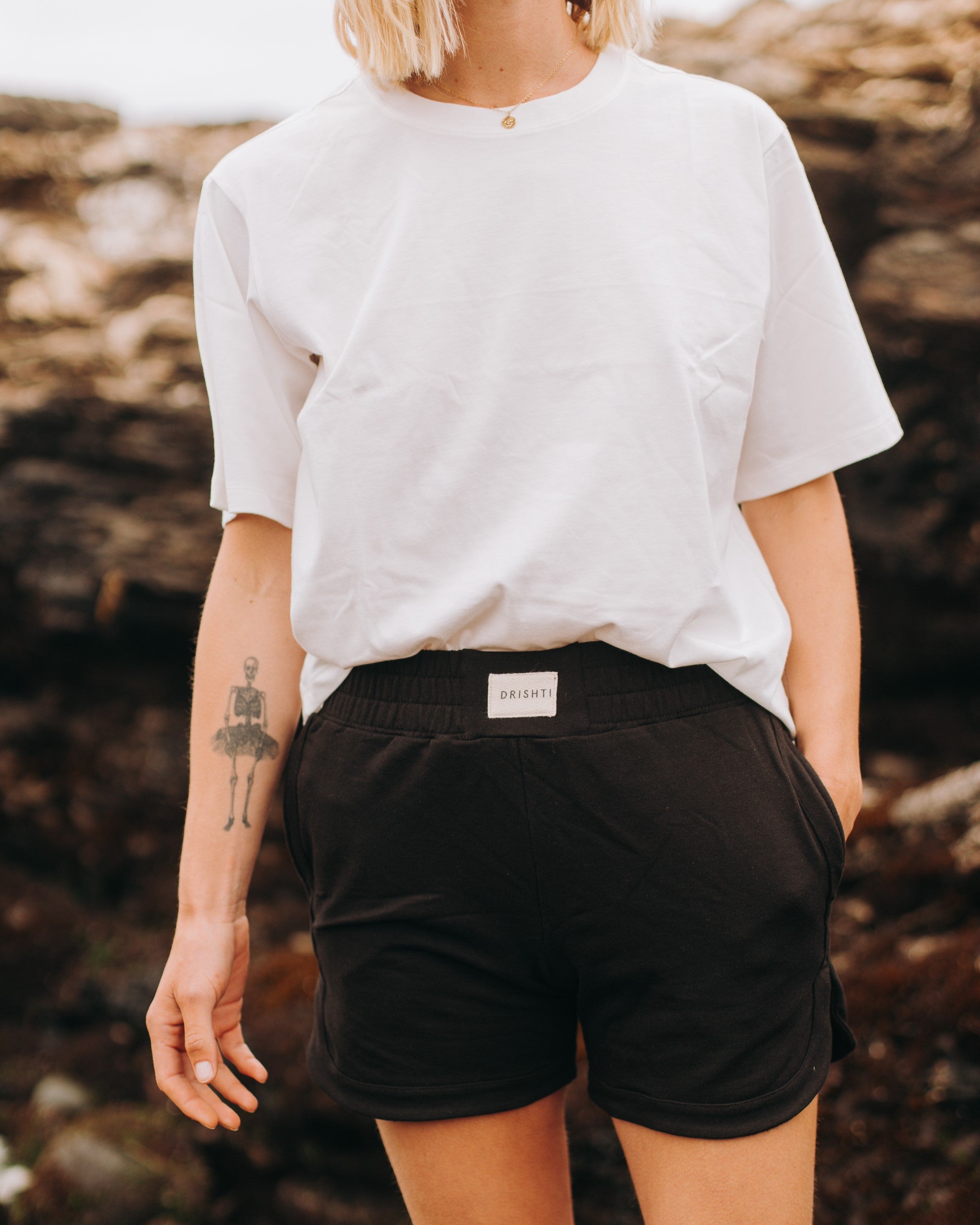 Polera Básica Mangas Algodón Pima - Blanca