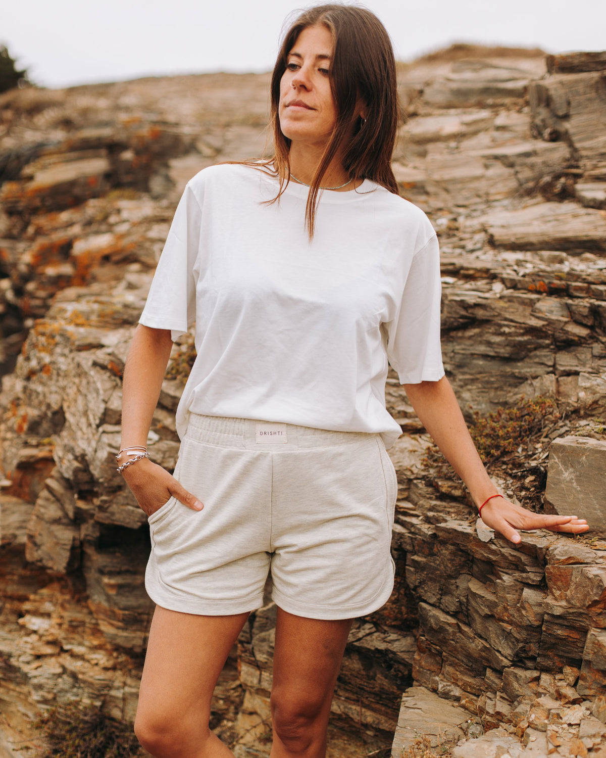 Polera Básica Mangas Algodón Pima - Blanca