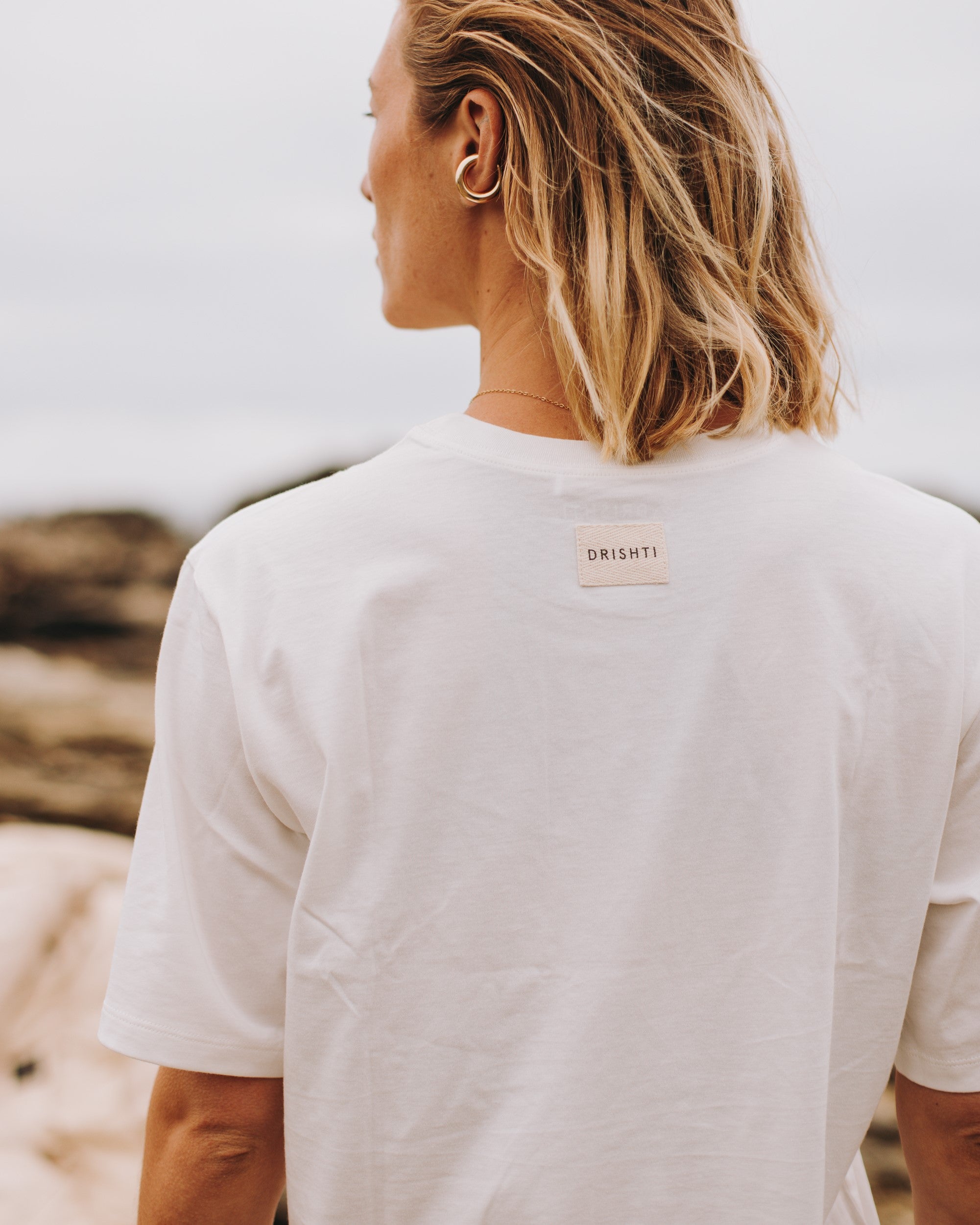 Polera Básica Mangas Algodón Pima - Blanca