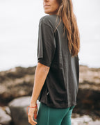 Polera Básica Mangas Algodón Pima - Negra