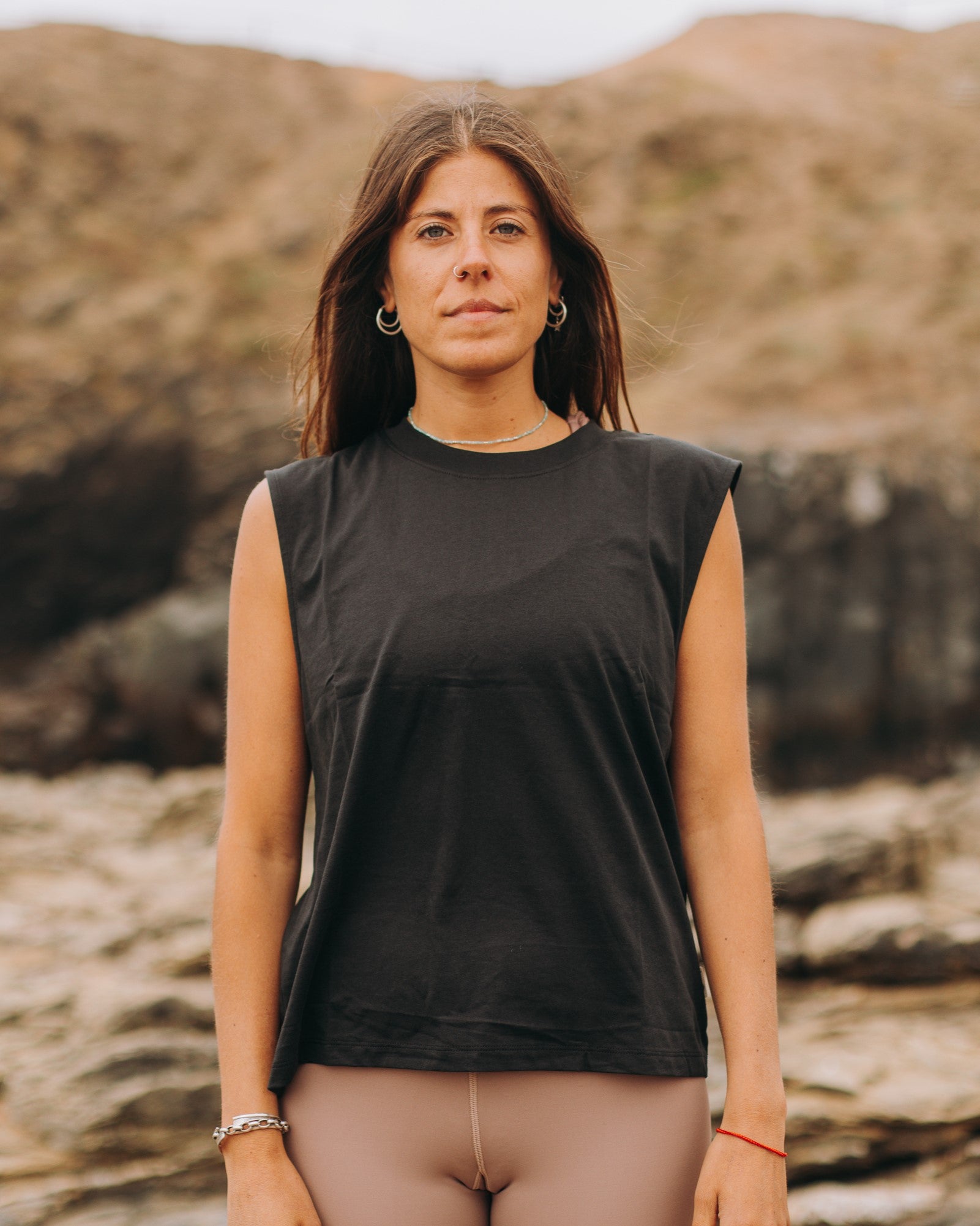Polera Sin Mangas Algodón Pima Negra